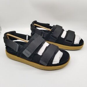 Clarks Men Overleigh Tor Sandals Sz 11.5 Black Suede Summer Adjustable Straps